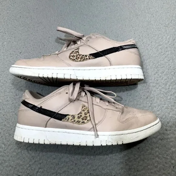 Nike Dunk Low SE Shoes Women 11.5 Primal Pink Cheetah Snakeskin Swoosh Sneaker - Picture 2 of 13